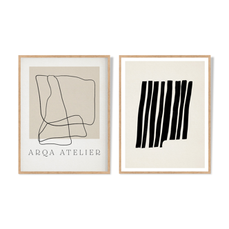 Framed set of two abstract giclee prints, 50x70