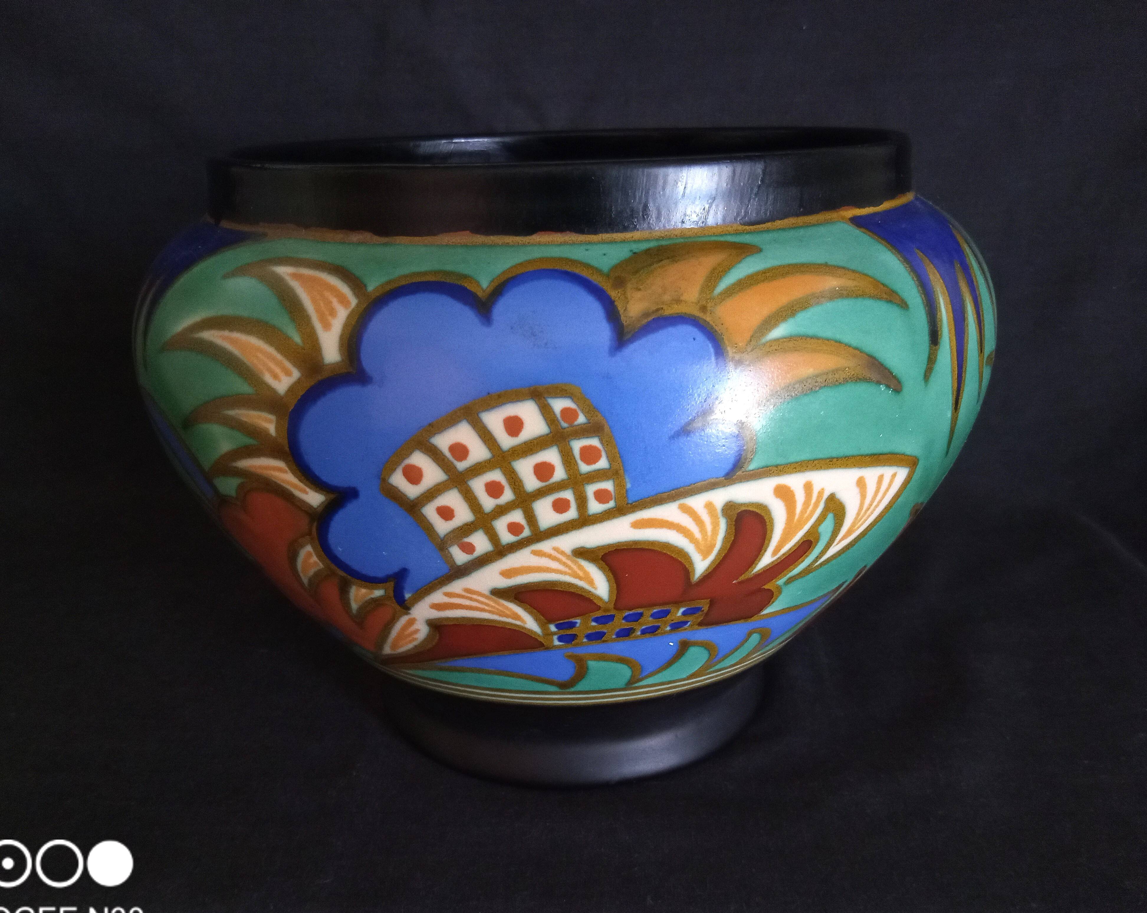 Large Gouda Vase, Art Deco geometric patterns, 1920s