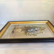 Painting of a bouquet of blue flowers, oil on canvas, signed.