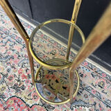 Golden tripod stand with smoked glass from the 1970s.