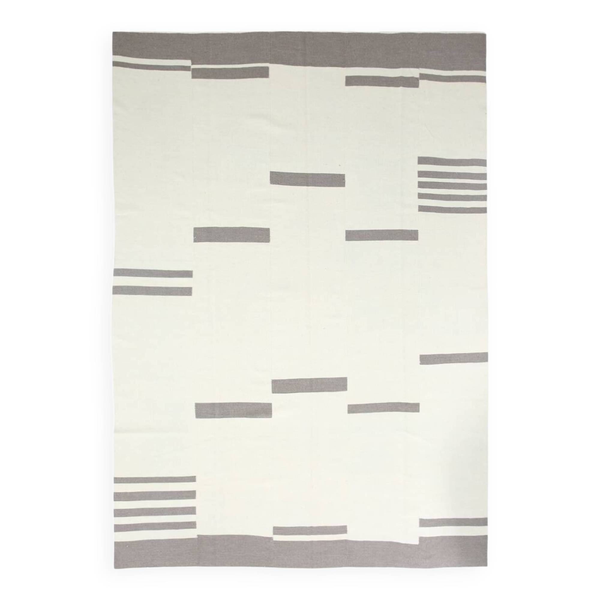 Kilim Gray Beige Ethnic Pattern Vintage Kilim Rug, 282x395Cm