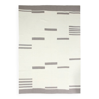 Kilim Gray Beige Ethnic Pattern Vintage Kilim Rug, 282x395Cm