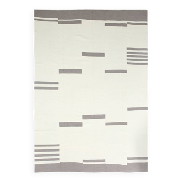 Tapis Kilim vintage à motif ethnique gris beige, 282 x 395 cm