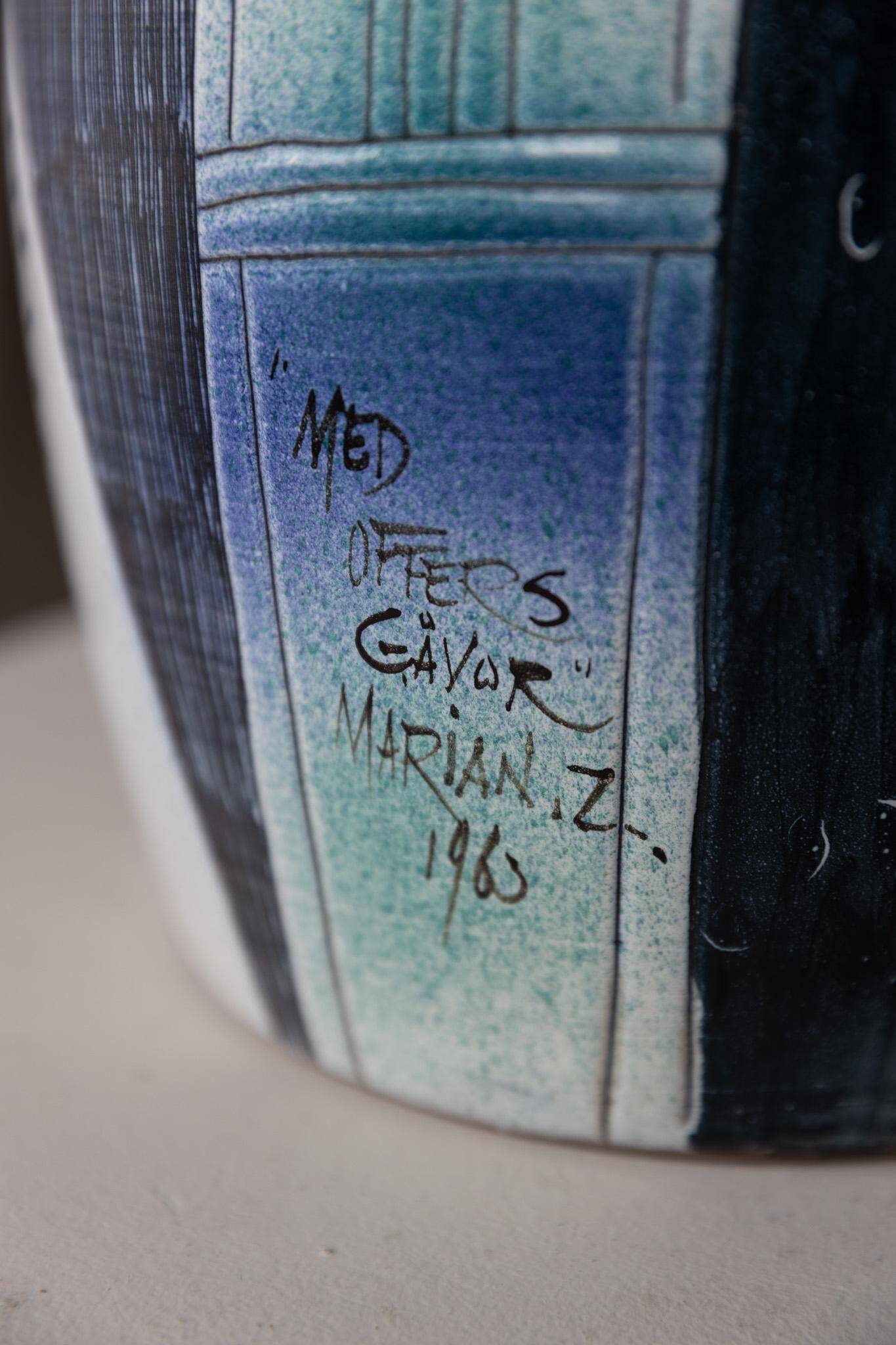 Marian Zawadzki "Oryx" Floor Lamp Unique, Tilgmans Ceramic, Sweden, Dated 1963