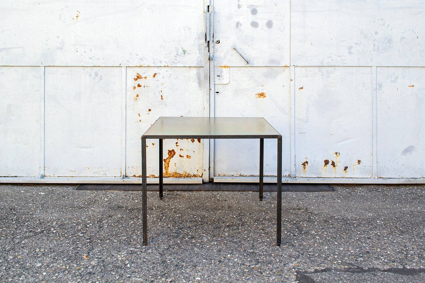 Iron and galvanized sheet metal table by Toni Cordero, 1980s