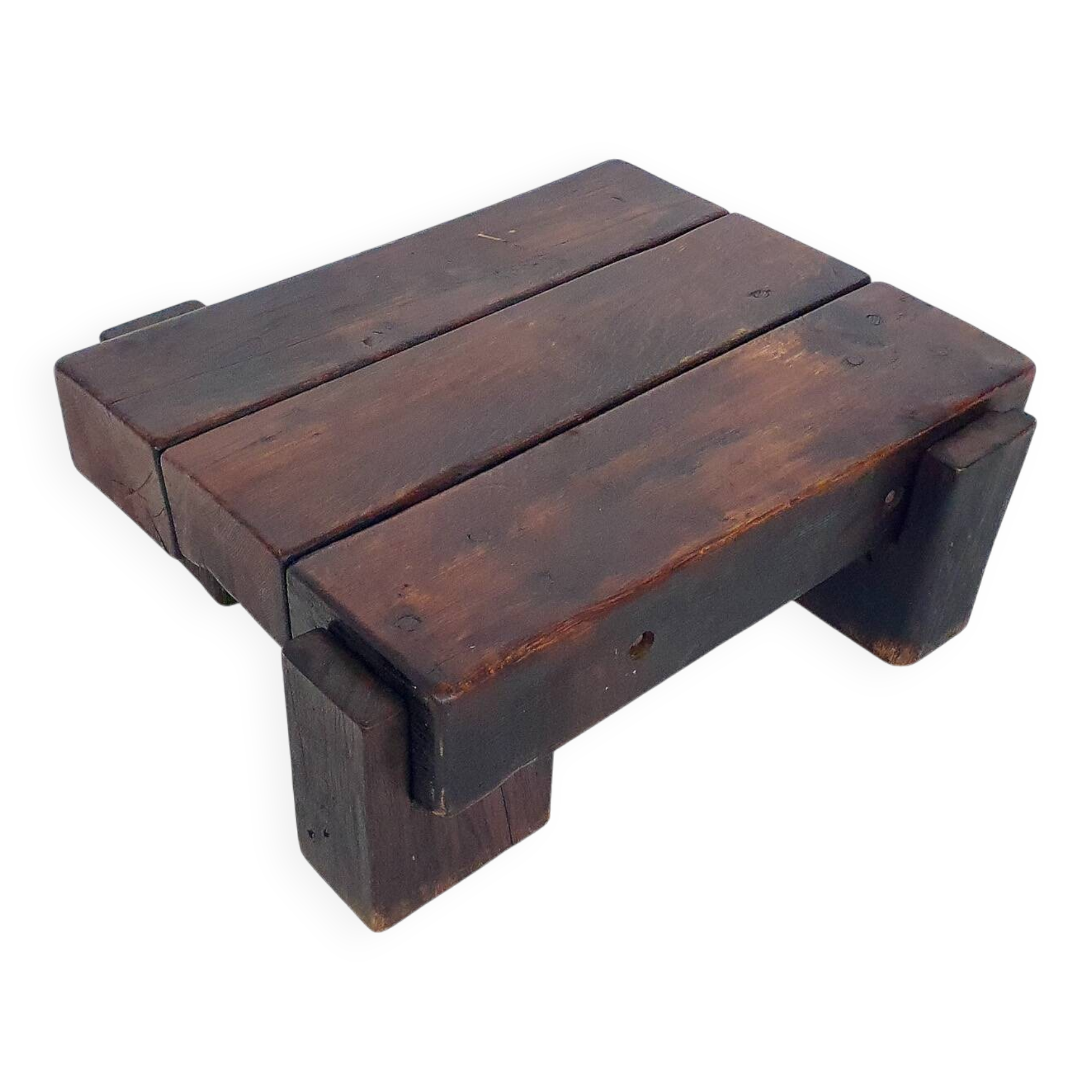 Mid-century brutalist solid wooden coffee table, The Netherlands 1970's