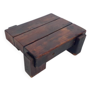 Mid-century brutalist solid wooden coffee table, The Netherlands 1970's