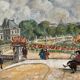 Watercolor painting "The animated Luxembourg garden" Paris in 1952 signed