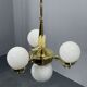 Art Deco Brass and Opaline Glass Chandelier, 1930s