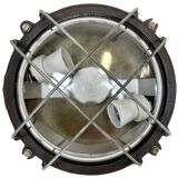 Black Industrial Cast Iron Wall or Ceiling Light from Elektrosvit, 1960s