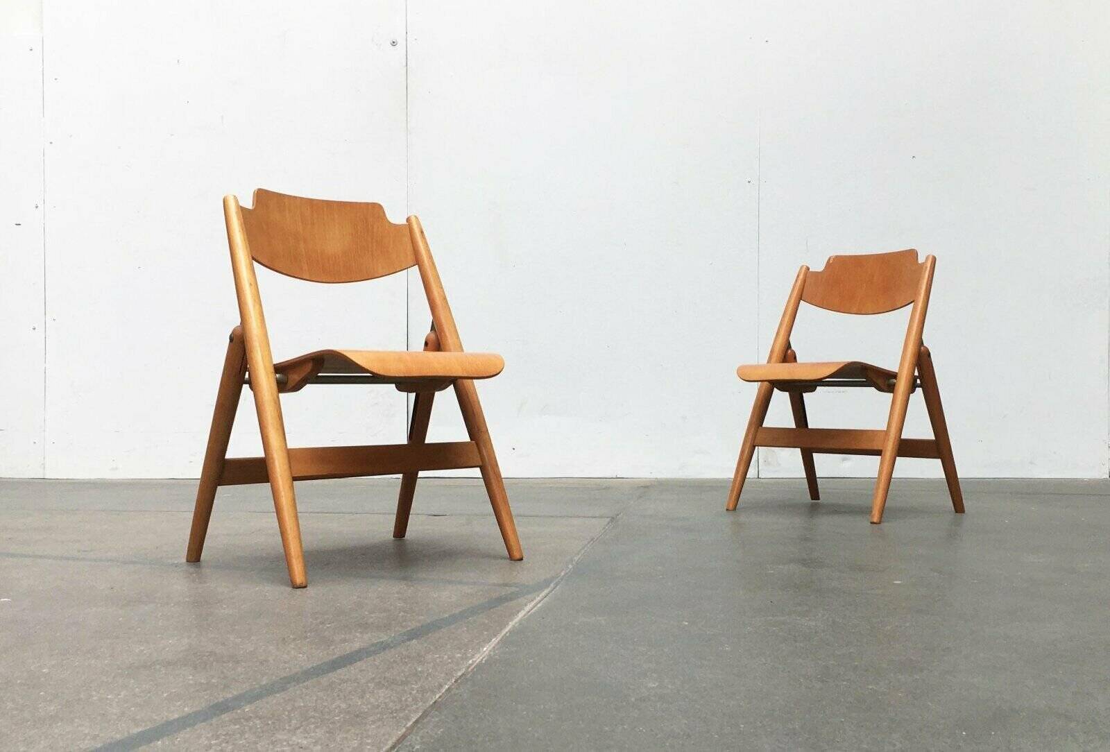 Set of folding chairs for children SE 18 German mid-century by Egon Eiermann for Wilde+Spieth, 1950s
