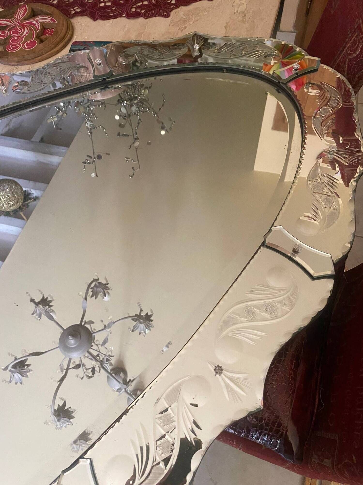 Large Mirror 180cm x 87cm, circa 1960-1970, in the style of Murano.
