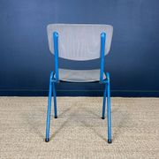Set of 12 gray wood school chairs with blue feet Netherlands 70s/80s