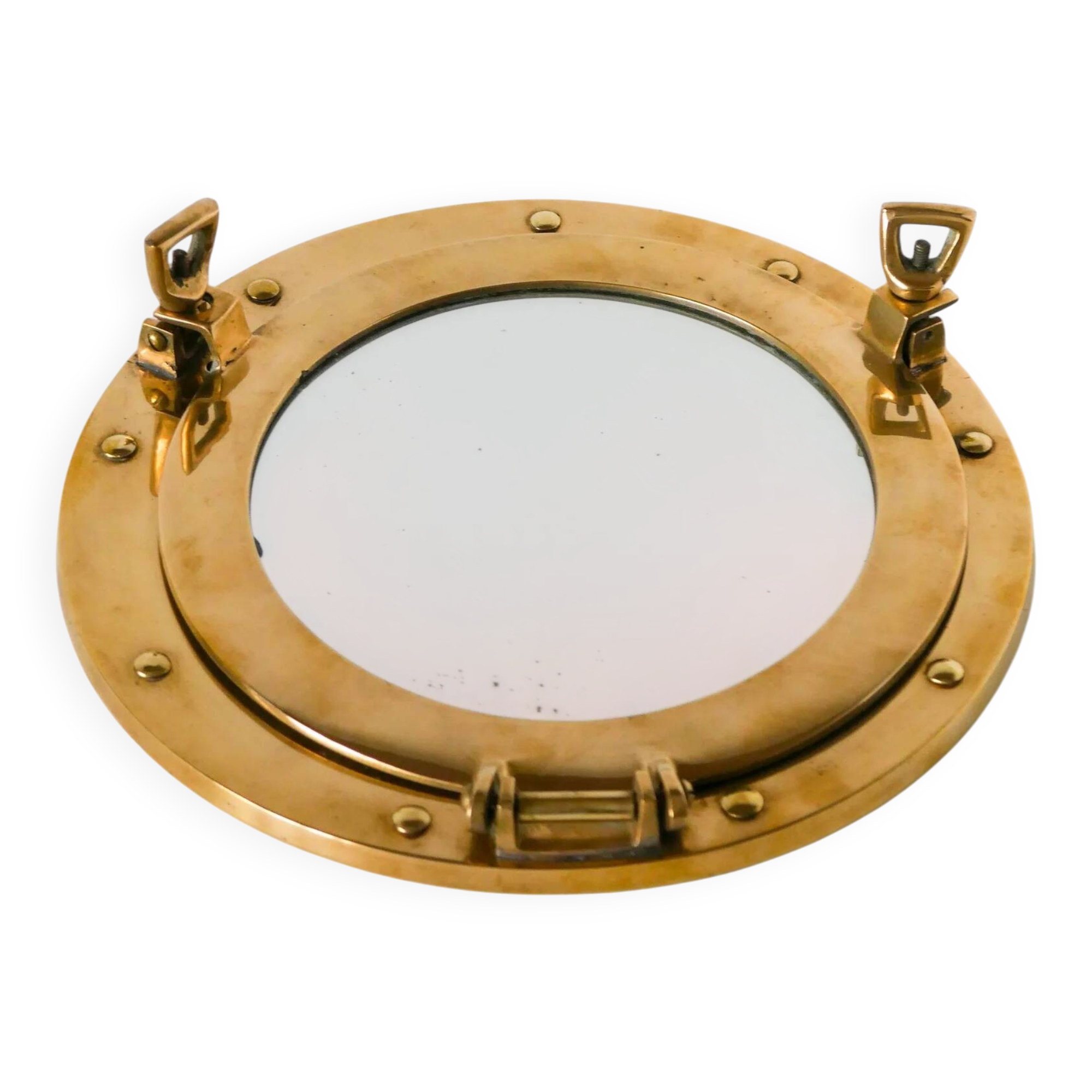 Porthole mirror in gilded brass, 1950