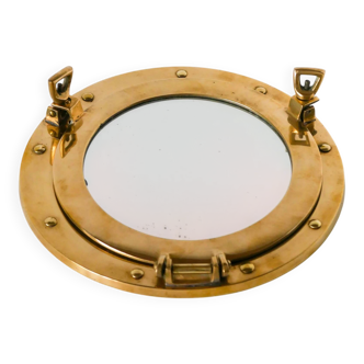 Porthole mirror in gilded brass, 1950