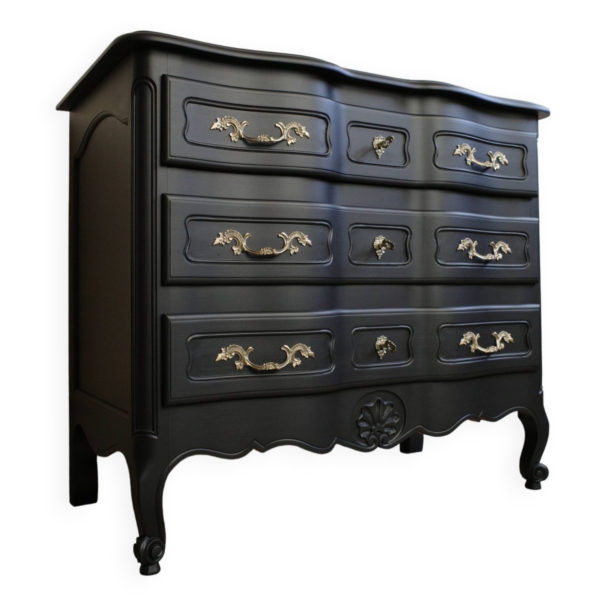 Revamped vintage black chest of drawers