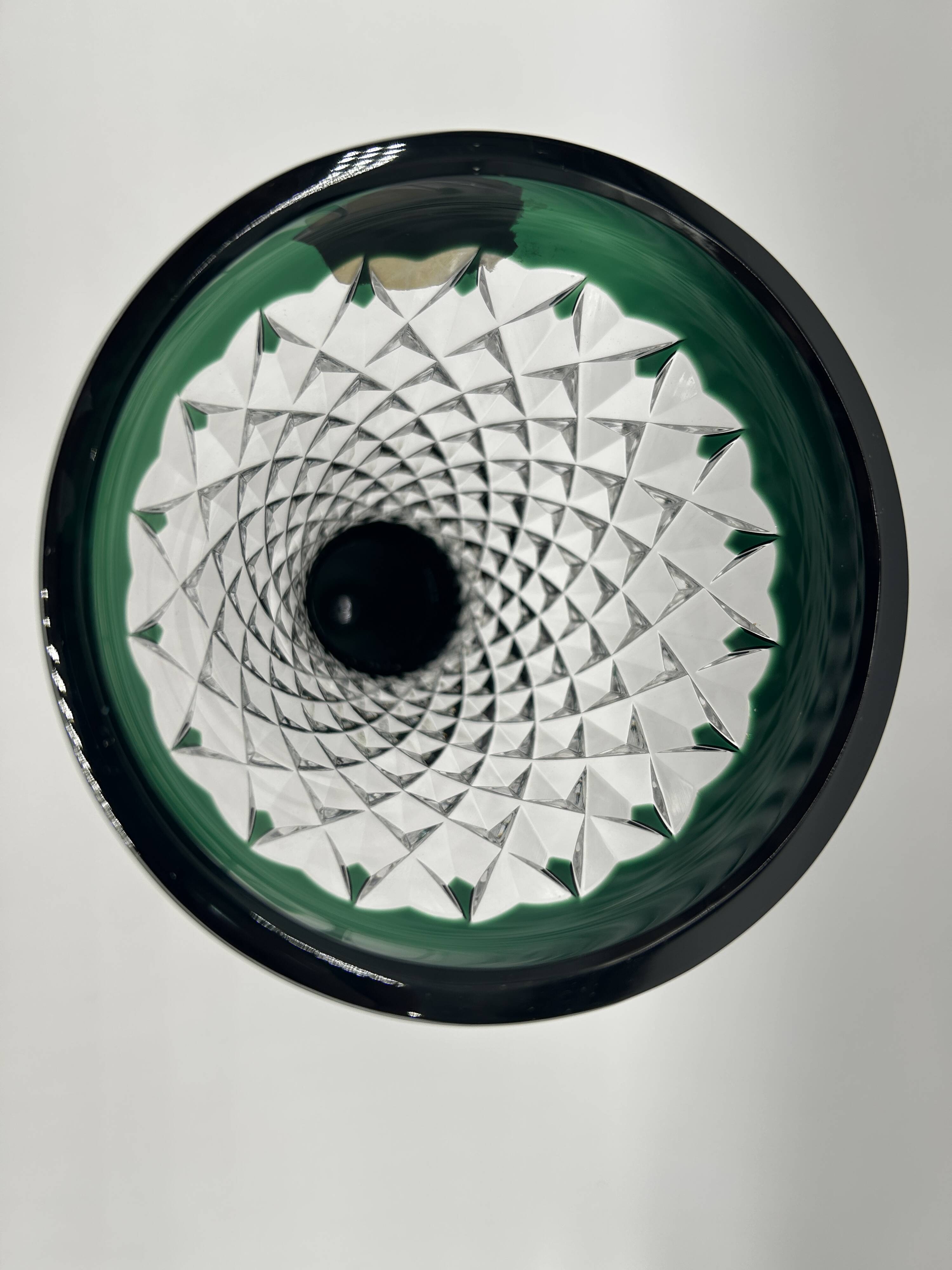 Val Saint-Lambert crystal vase, cut and lined in green