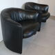 2 armchairs swann black leather