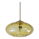 Mid-Century Brass and Light Gold/Yellow Pendant Lamp