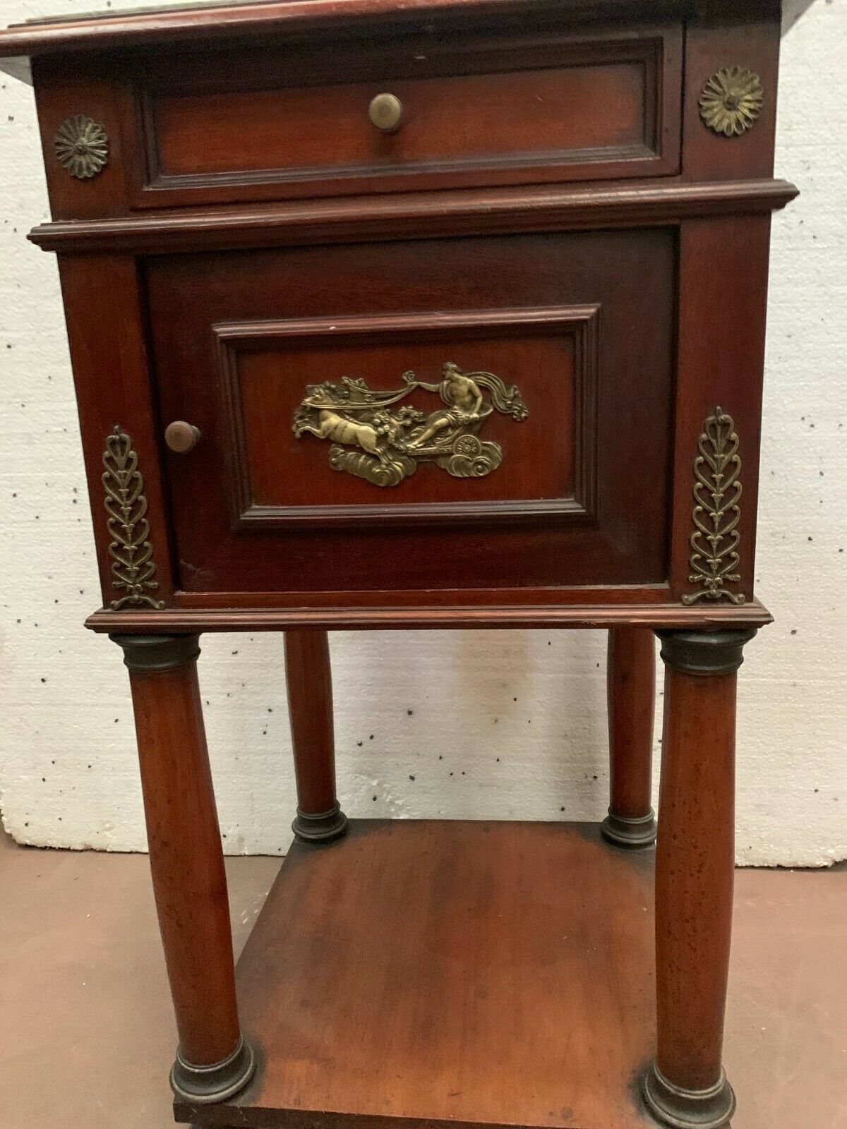 Empire style mahogany bedside table