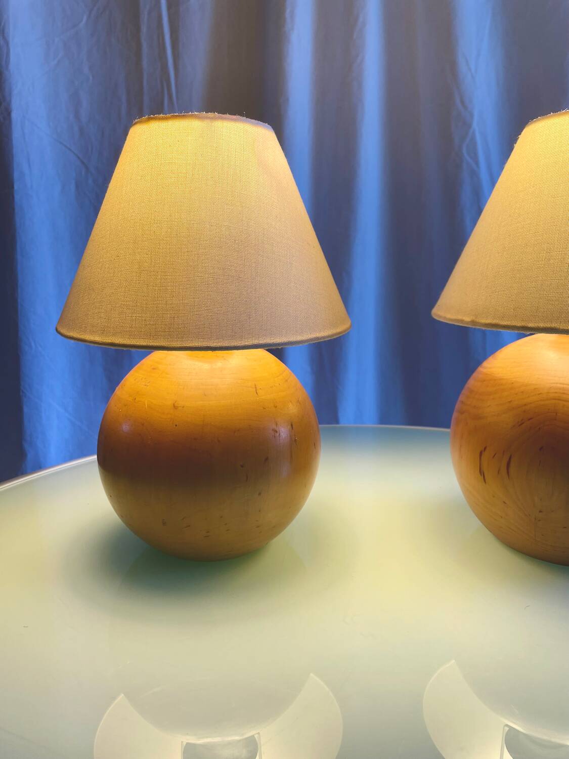 Lampes vintage en bois tourné