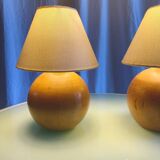 Lampes vintage en bois tourné