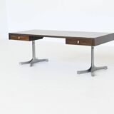 Trau Arredamenti Metallici S.P.A. large desk in rosewood Italy 1960