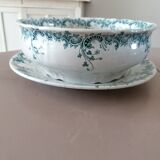 Salad bowl and rare serving dish in earthenware iron earth Saint Amand Hamage model Byzantium XIXth