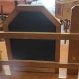 Vintage wooden coat rack with modernist design mirror 4 hooks