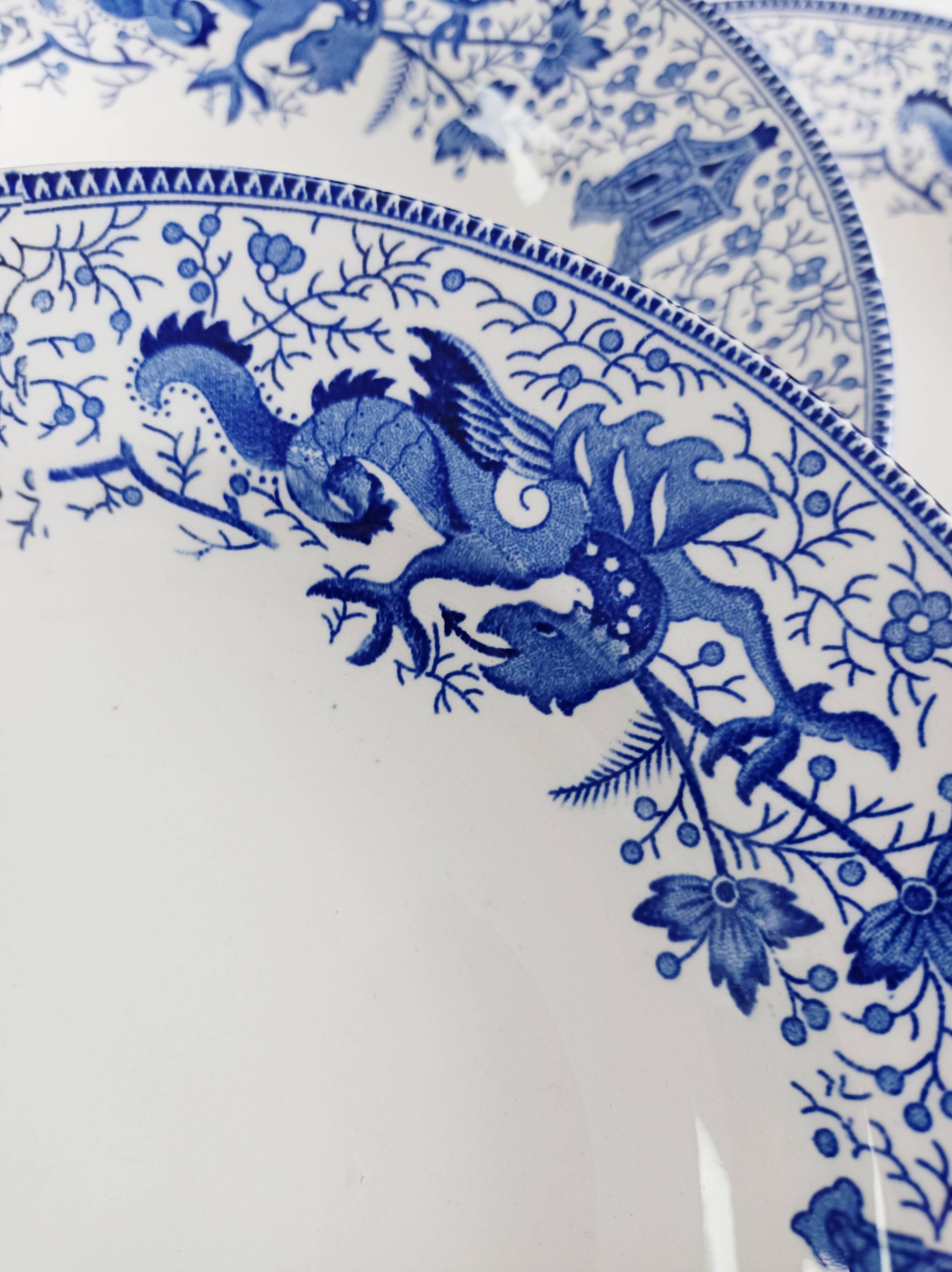 Set of 4 Boch la Louvière Dragon deep plates