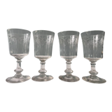 Lot de 4 verres anciens gravés et soufflés