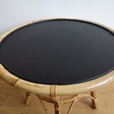 Wooden and rattan coffee table