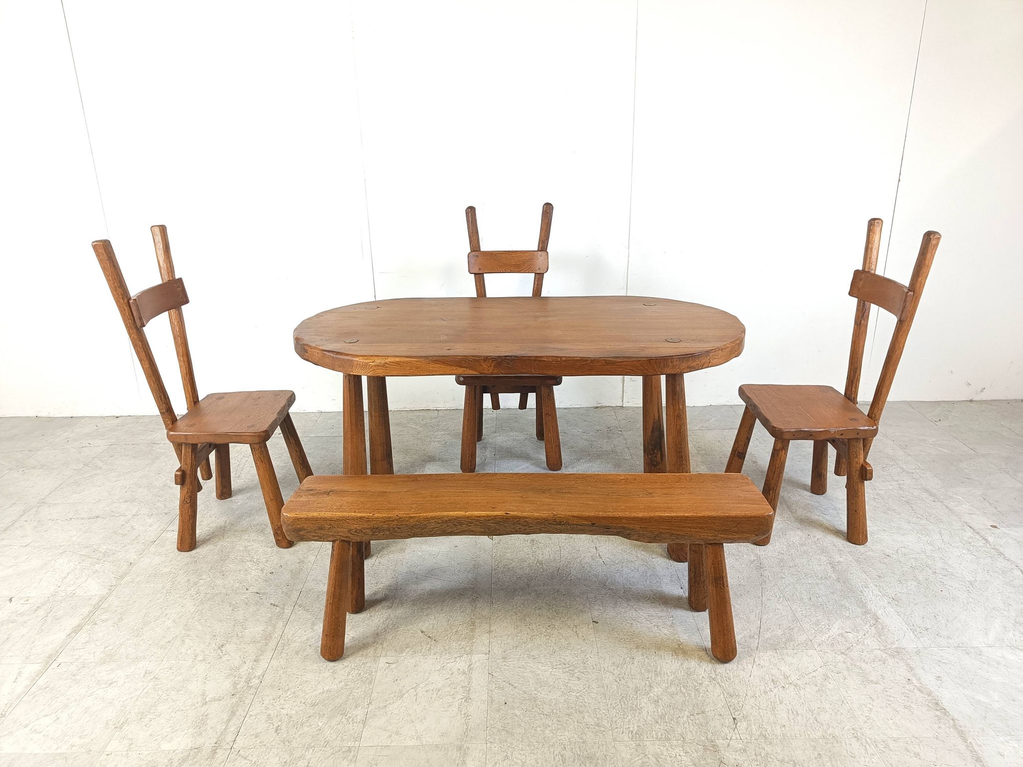 Vintage brutalist dining set, 1960s
