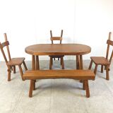 Vintage brutalist dining set, 1960s