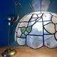 Vintage mother-of-pearl and brass lampshade pendant with flower and butterfly decorations