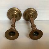 Pair of old brass candle holders