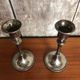 Old pair of silver metal candlesticks vintage pearl rank