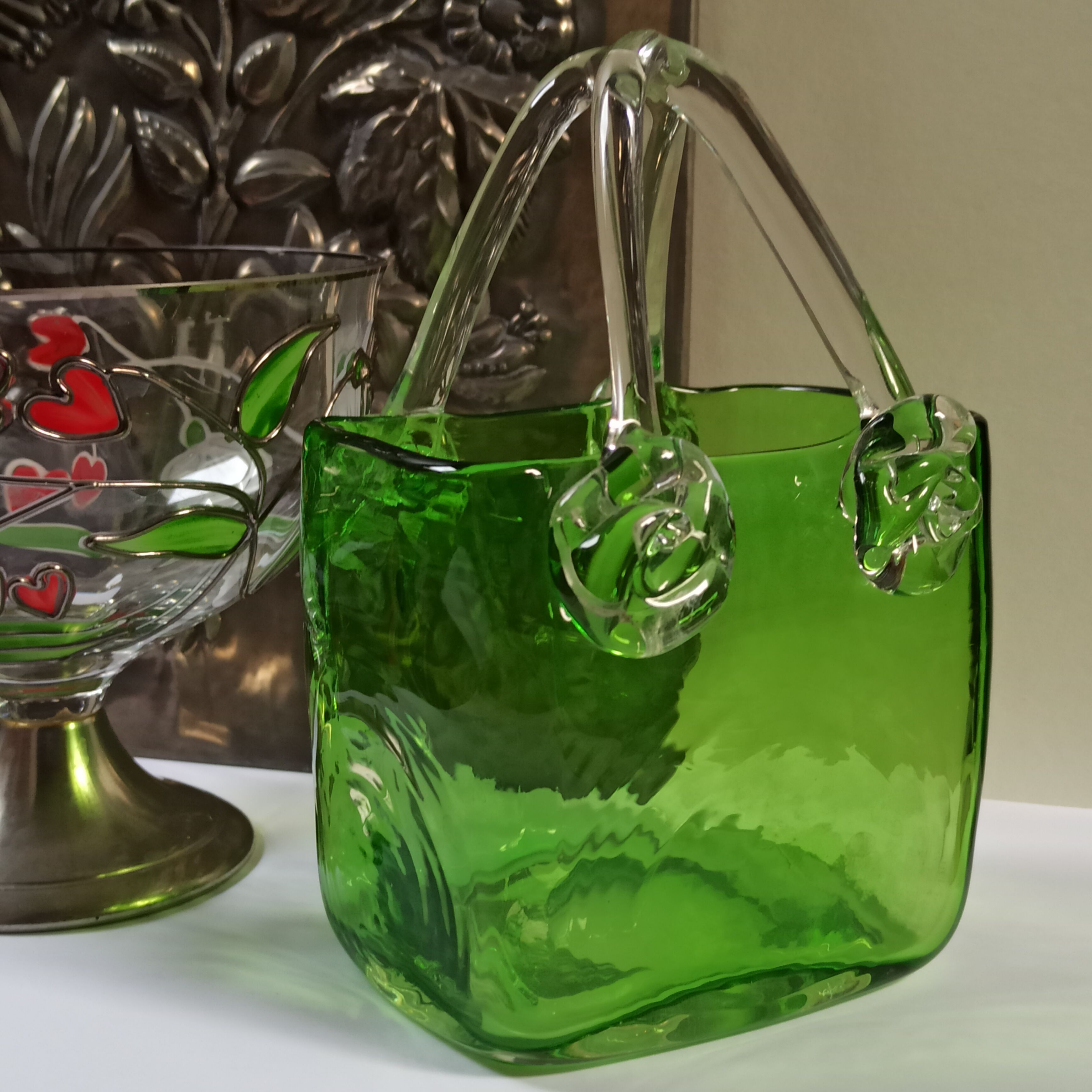 Blown glass bag vase