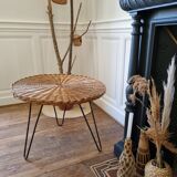 Vintage rattan table iron legs