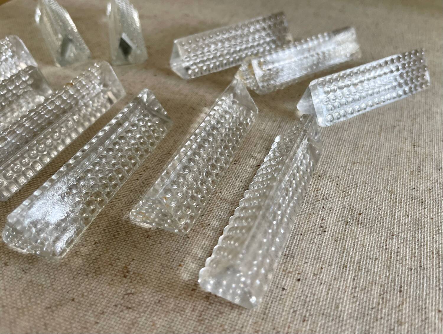 12 glass knife holders.