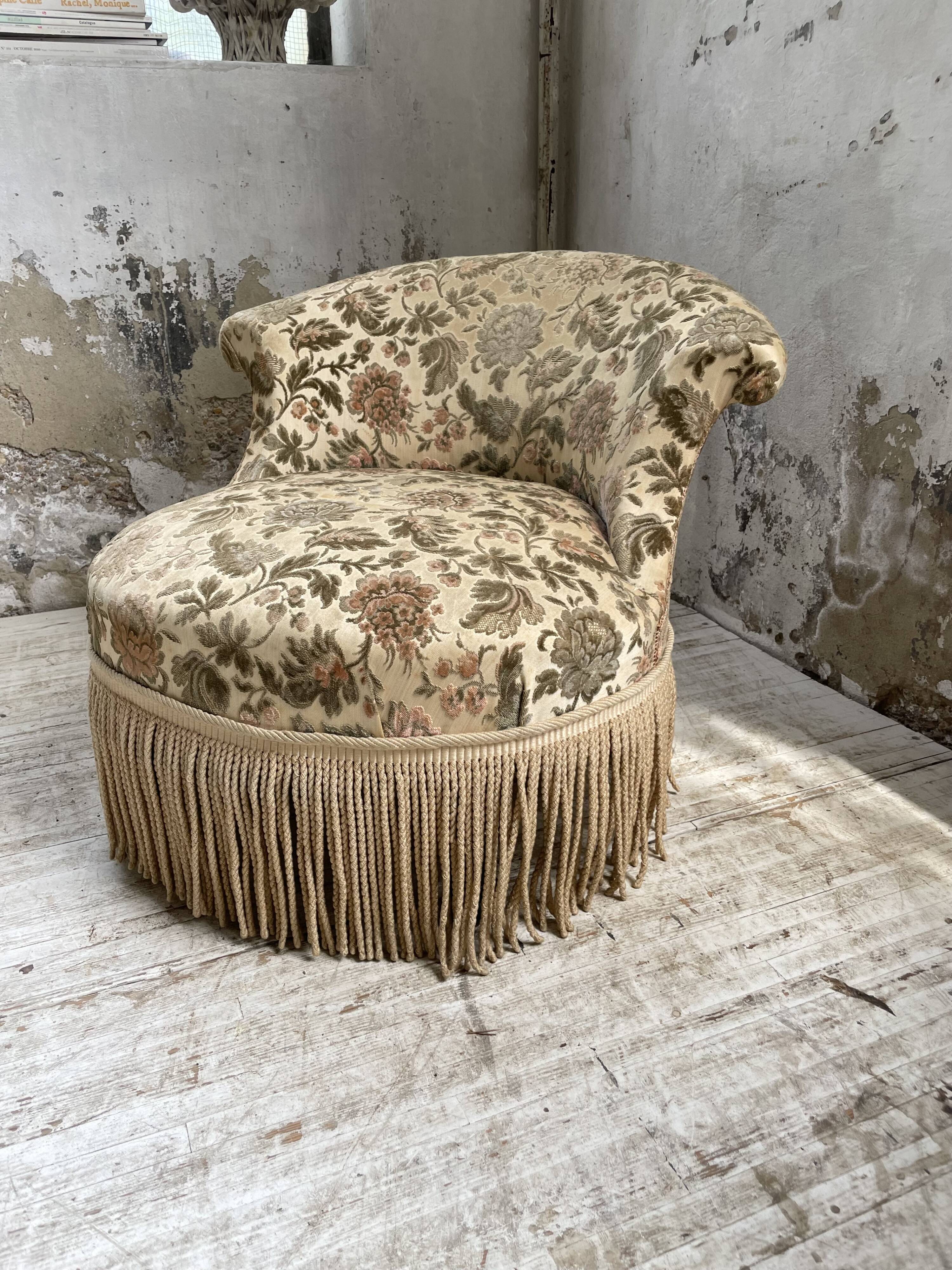 Fauteuil napoléon fleuri XIXème