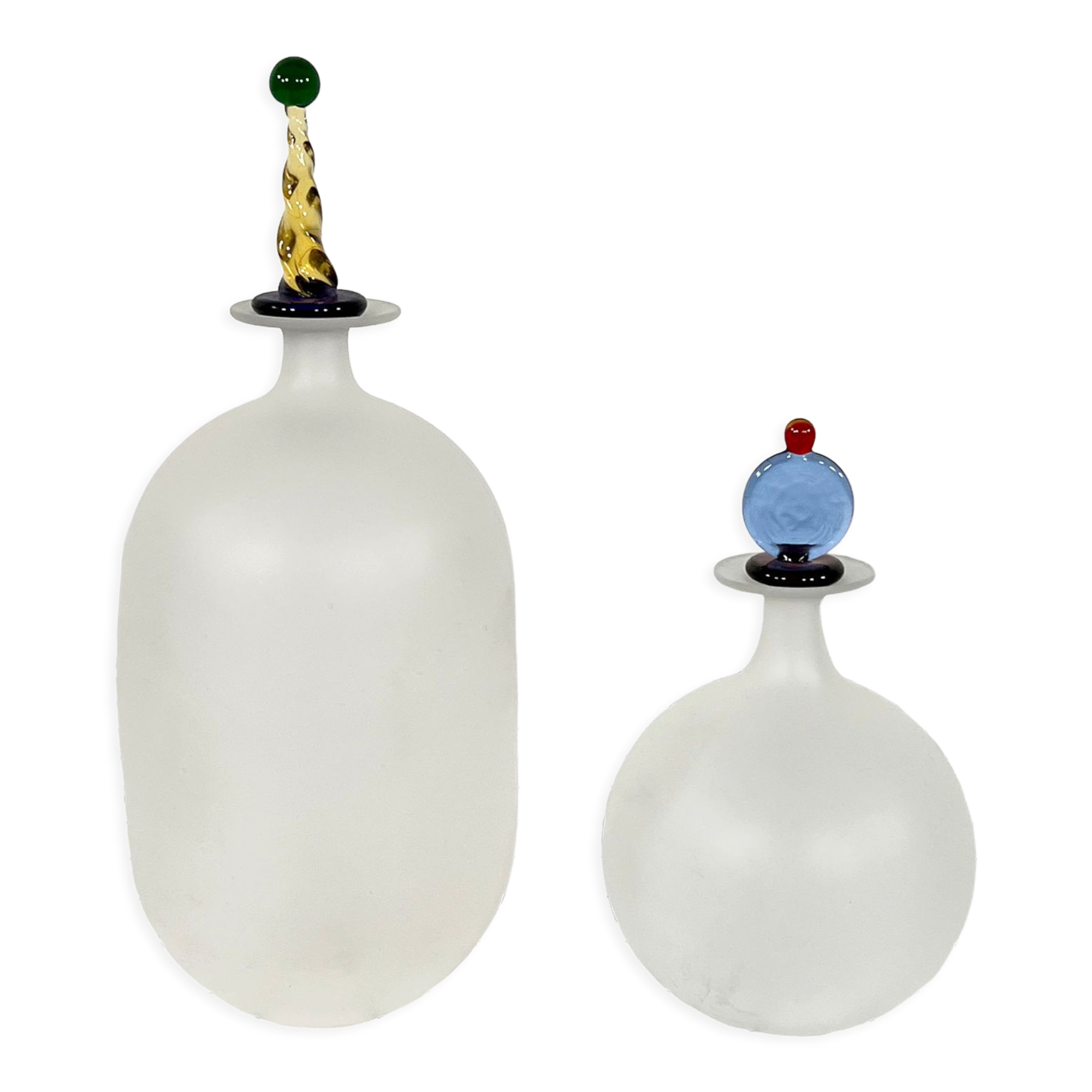 Pair of Italian vials made of murano glass, 1970s