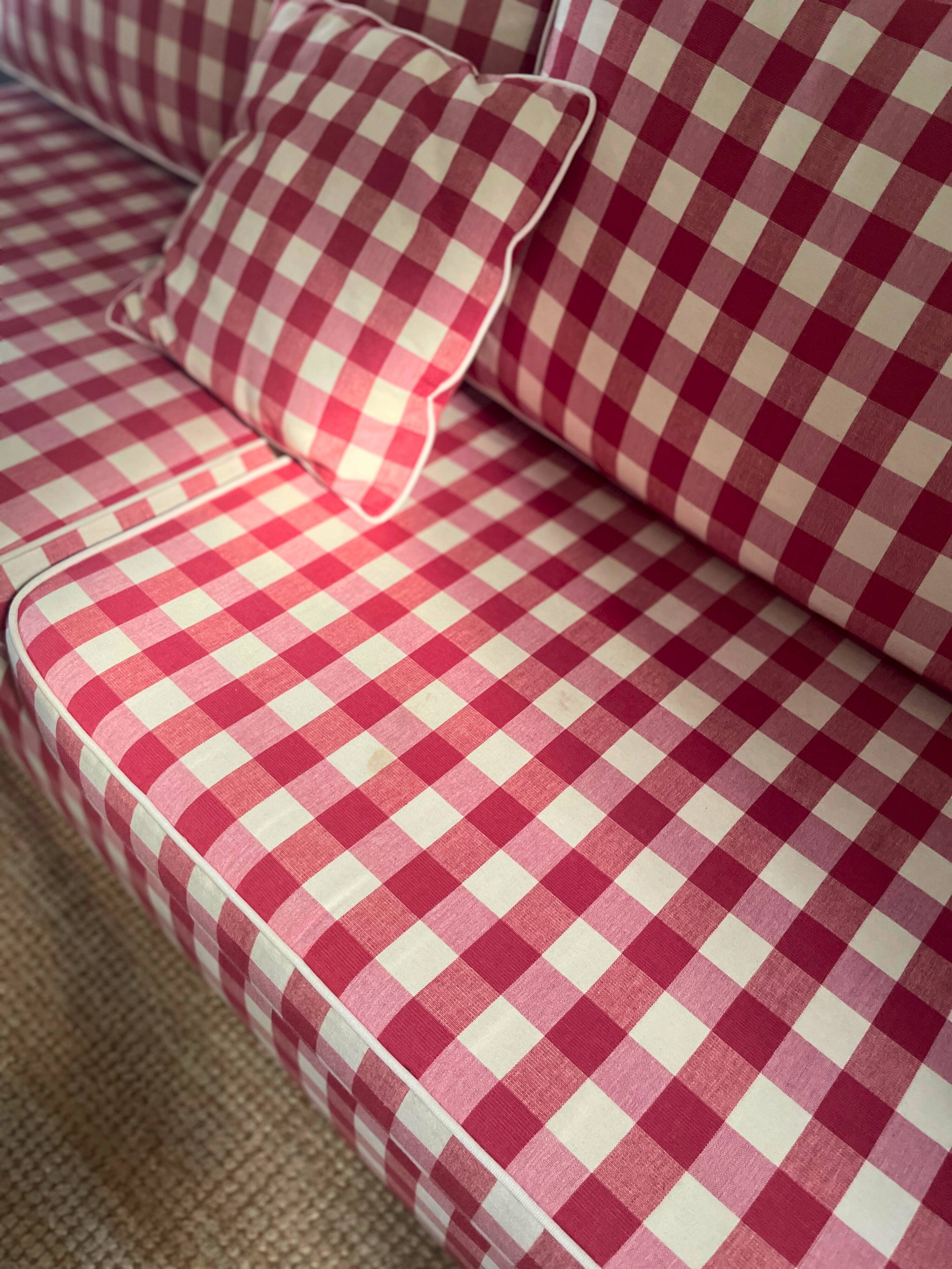 Gingham check sofa bench