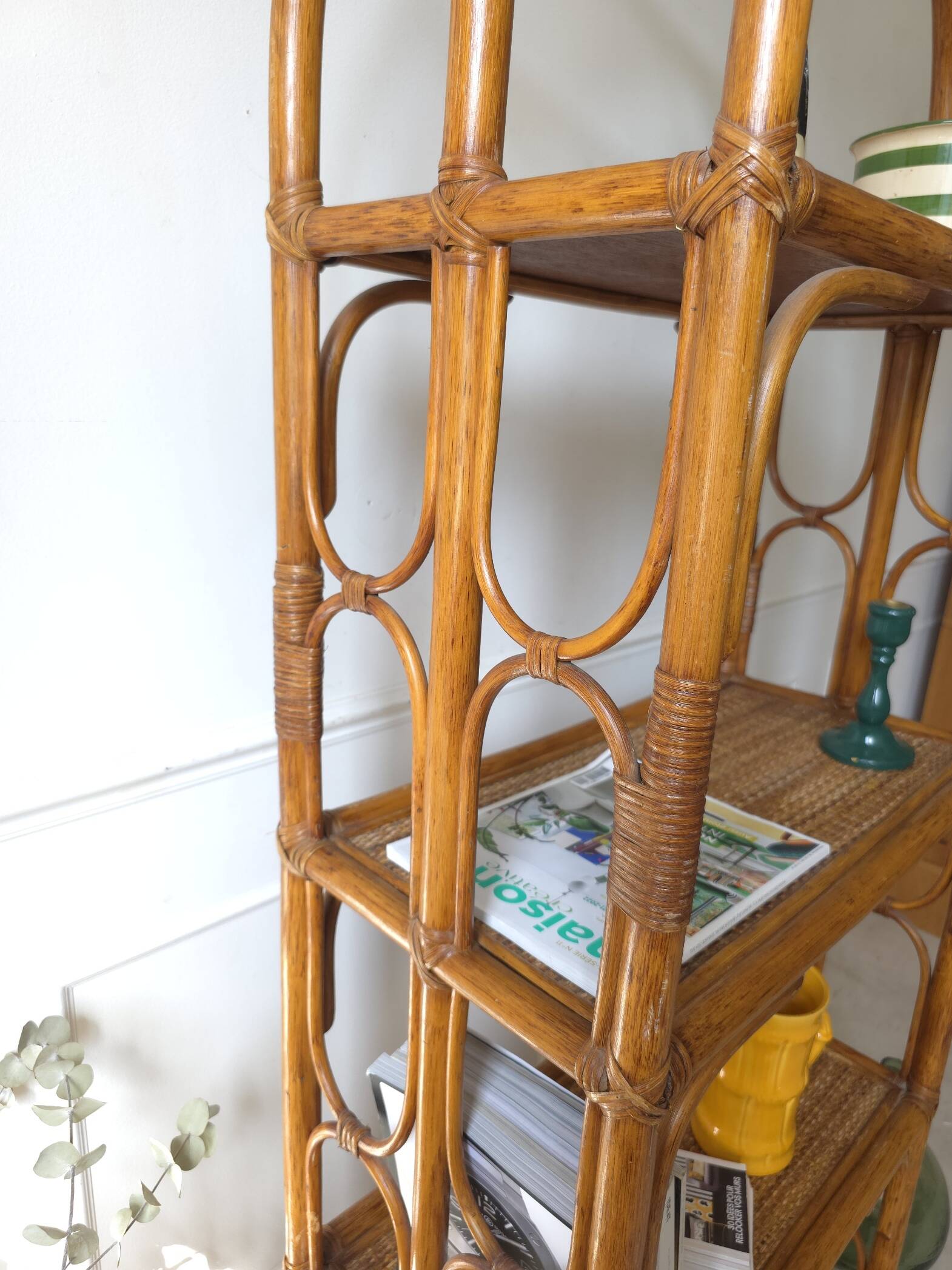 Vintage rattan shelf