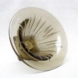 Coupe Art Déco en verre fumé à motifs géométriques