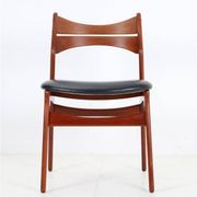 ACO Møbler / Erik Buck “310” teak chair / black leather / mid-century Danish modern design / 1960s / Buch