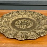 Oriental tea tray in copper or brass richly decorated 20th century