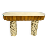 Console en bois et laiton, Italie années 1990