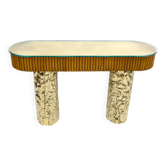 Console en bois et laiton, Italie années 1990