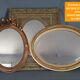 Ancien miroir ovale biseauté bois doré 63x46 cm SB